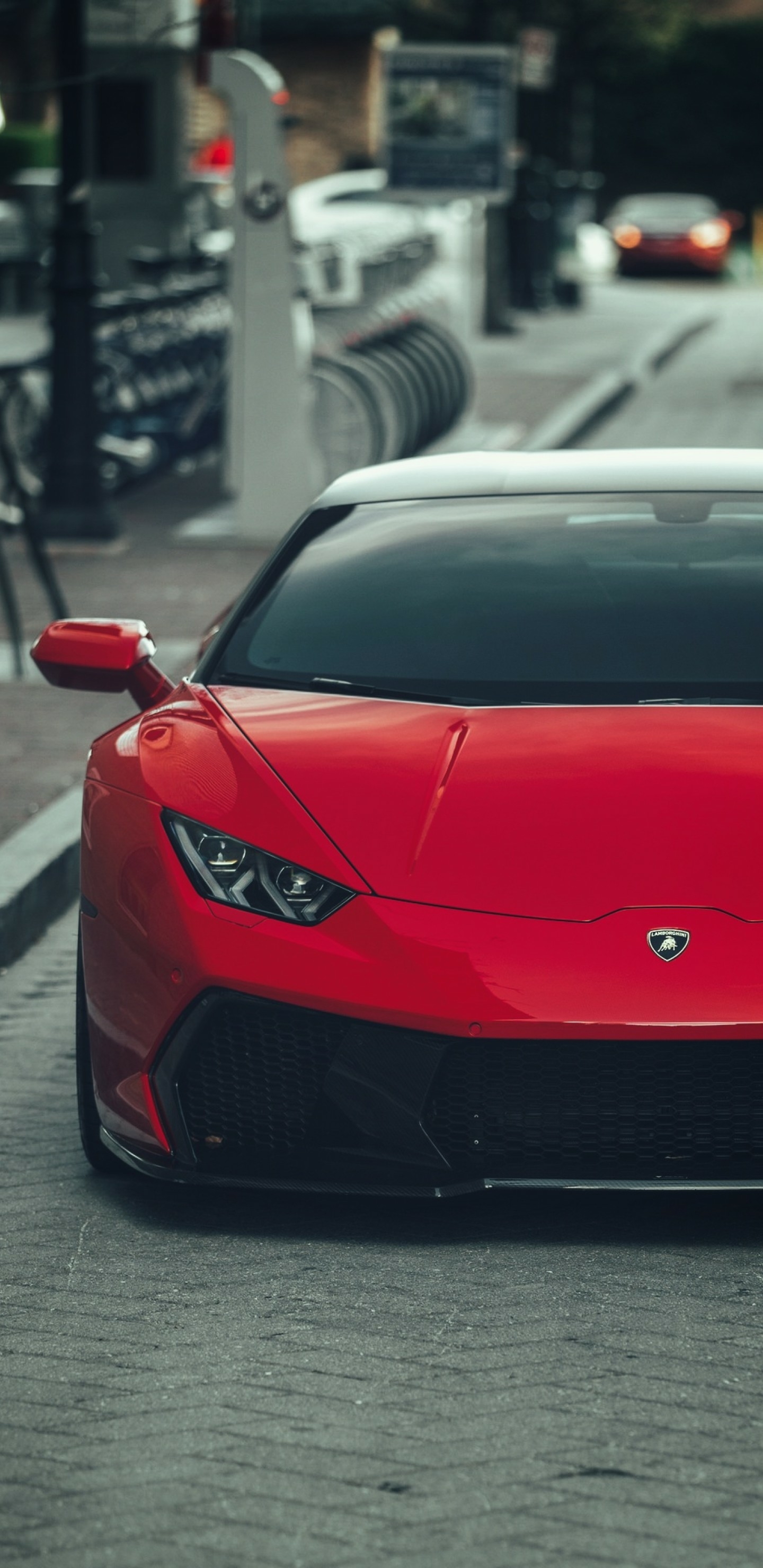 全面屏手机壁纸-红色车