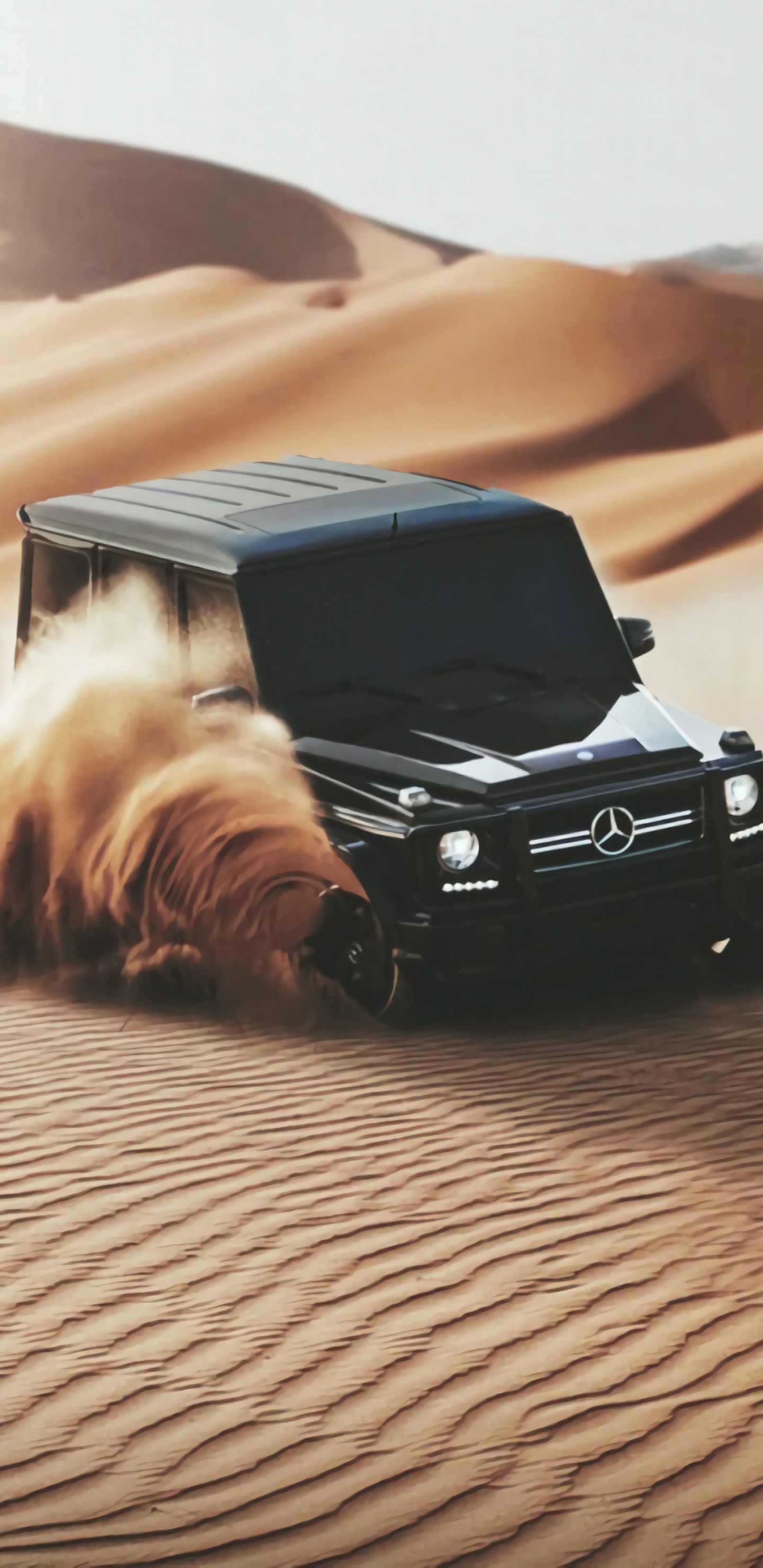 全面屏手机壁纸-沙漠里的车