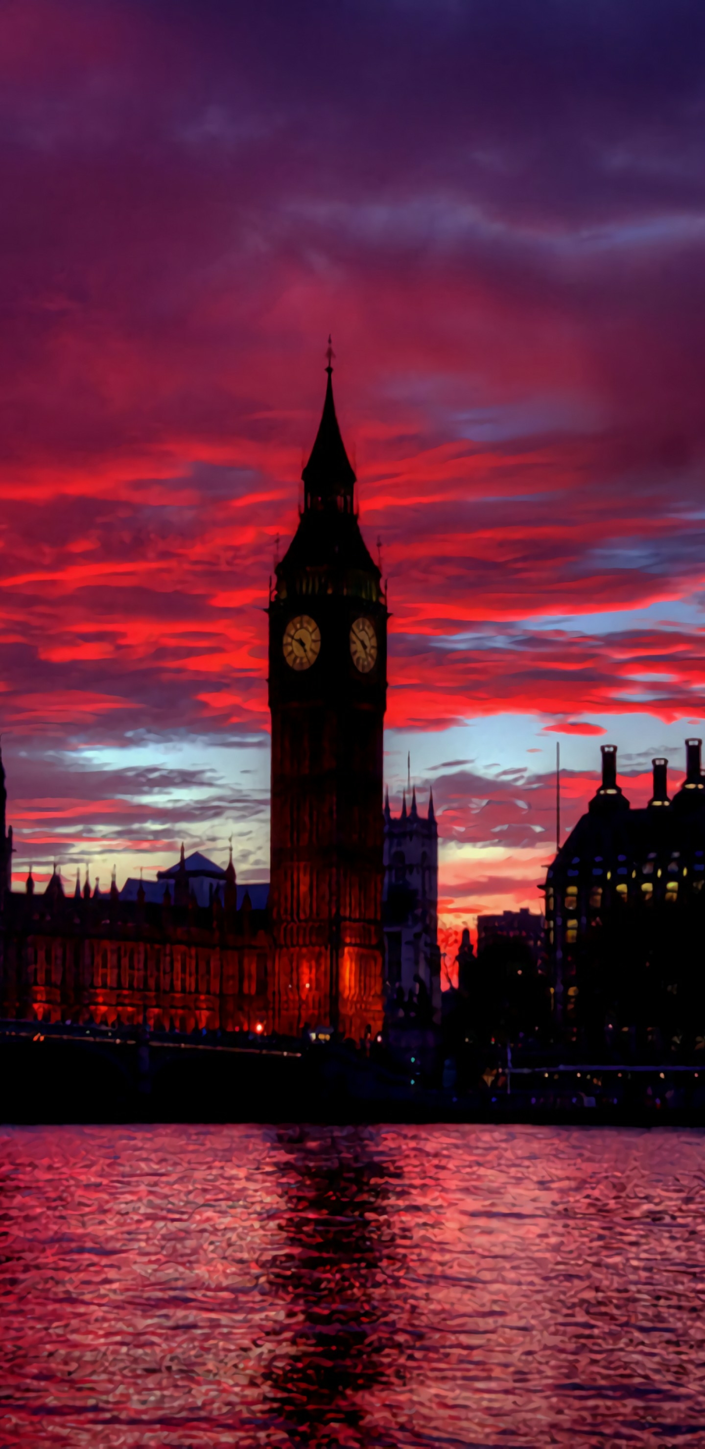 全面屏手机壁纸-夕阳红