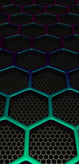 2960x1440 2K手机壁纸 - 金属质感的网格