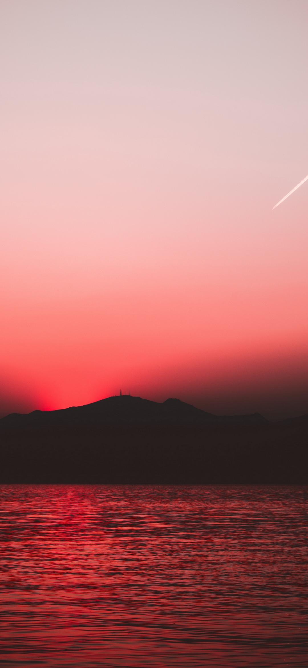 [2340×1080]手机壁纸推荐:晚霞和湖光