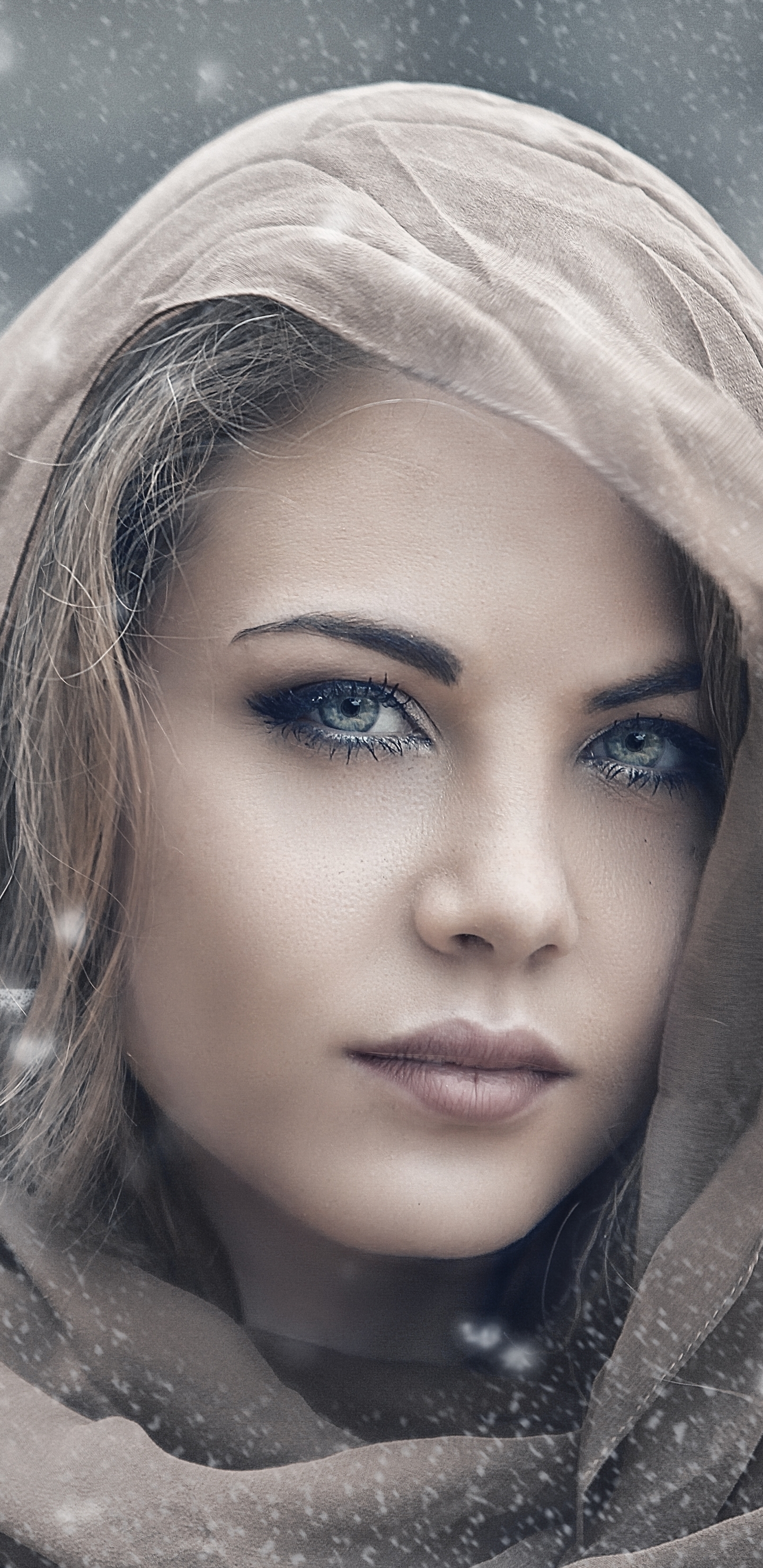 Pretty Girl in Snow Shower