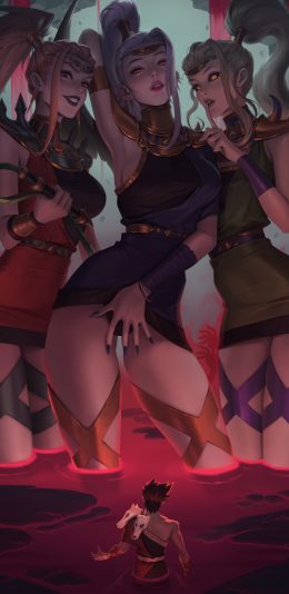 Liu绘画女性希腊神话女性三重奏男人马尾辫深色内裤肩带银色头发头饰连衣裙Hades（游戏）