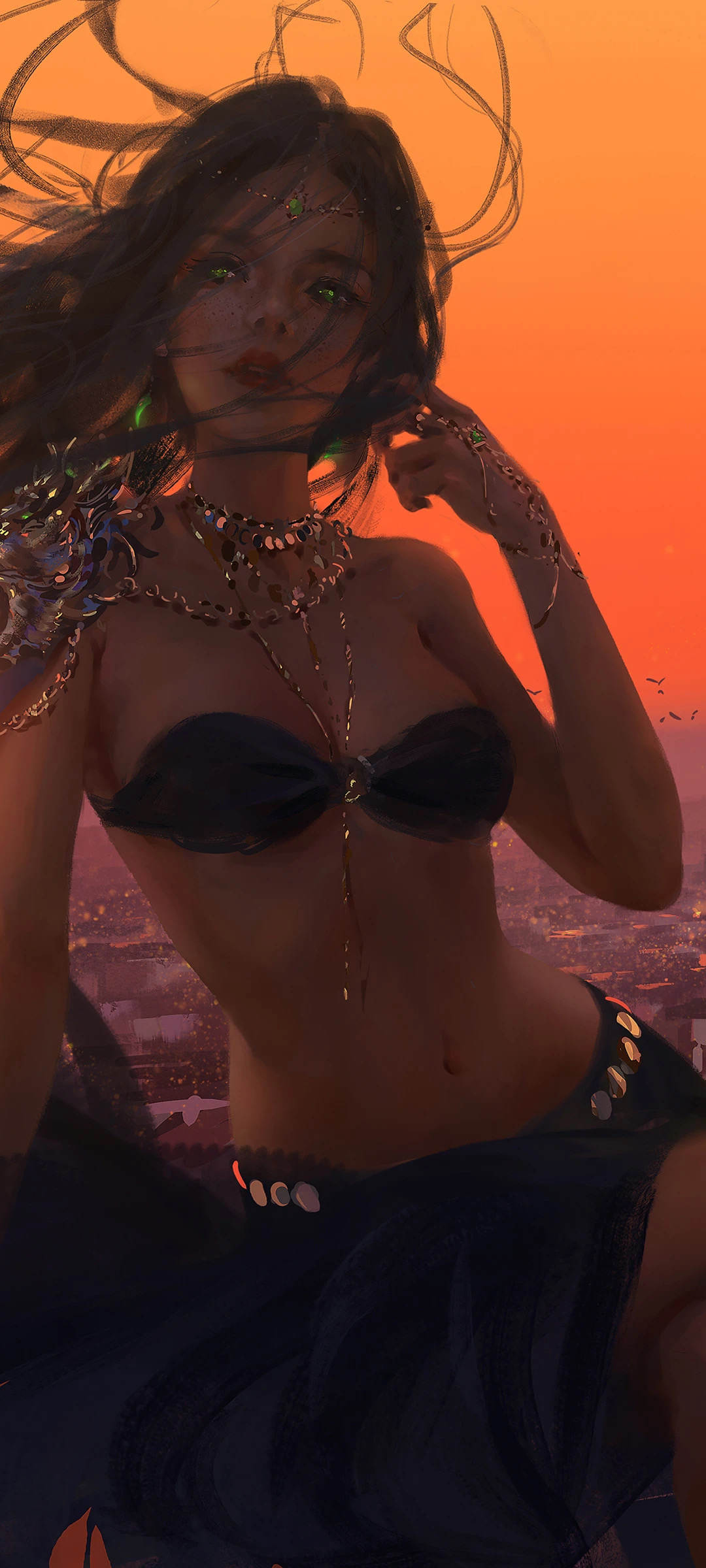 2400×1080 美女 动漫 绘画 手机壁纸