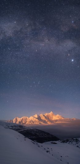 美丽好看雪山星空风景4k手机壁纸竖屏