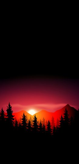 简约风景 日落 山 风景手机壁纸