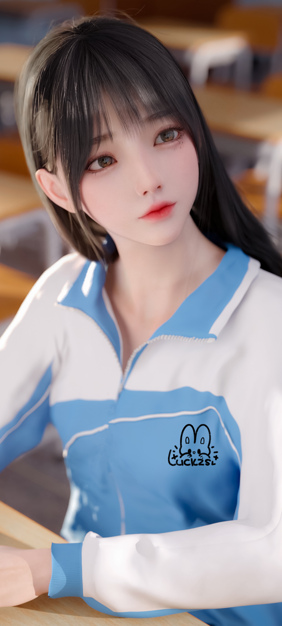 学生校服可爱麻匪全屏手机壁纸