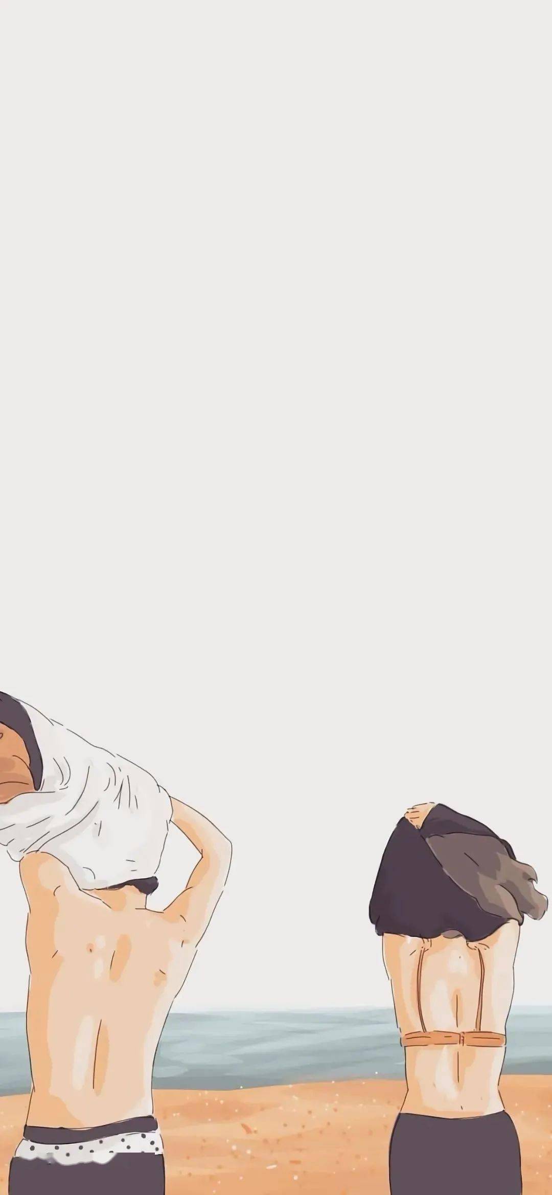 动漫男女在海边游泳