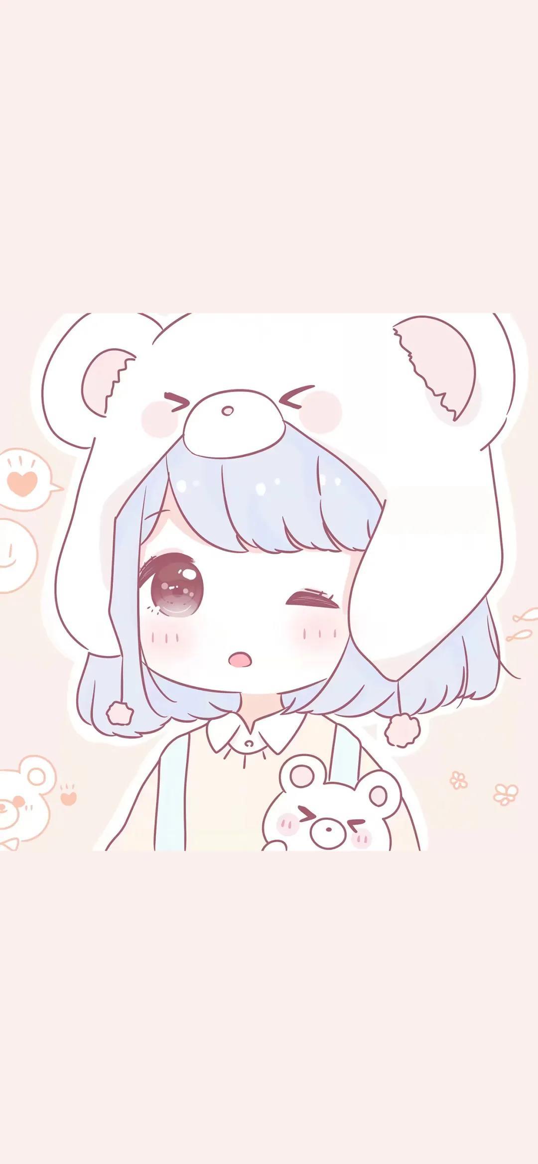 可爱粉色动漫小女生手机壁纸锁屏