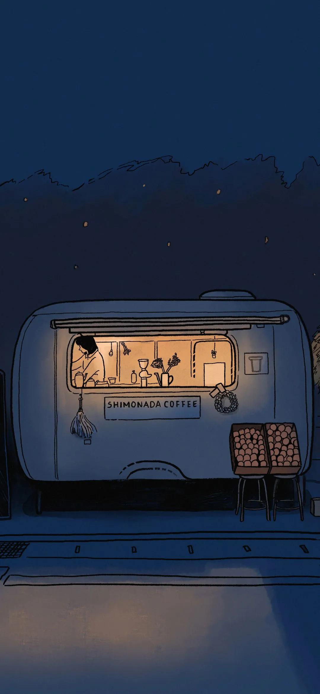 车 夜晚 手工画 手机壁纸