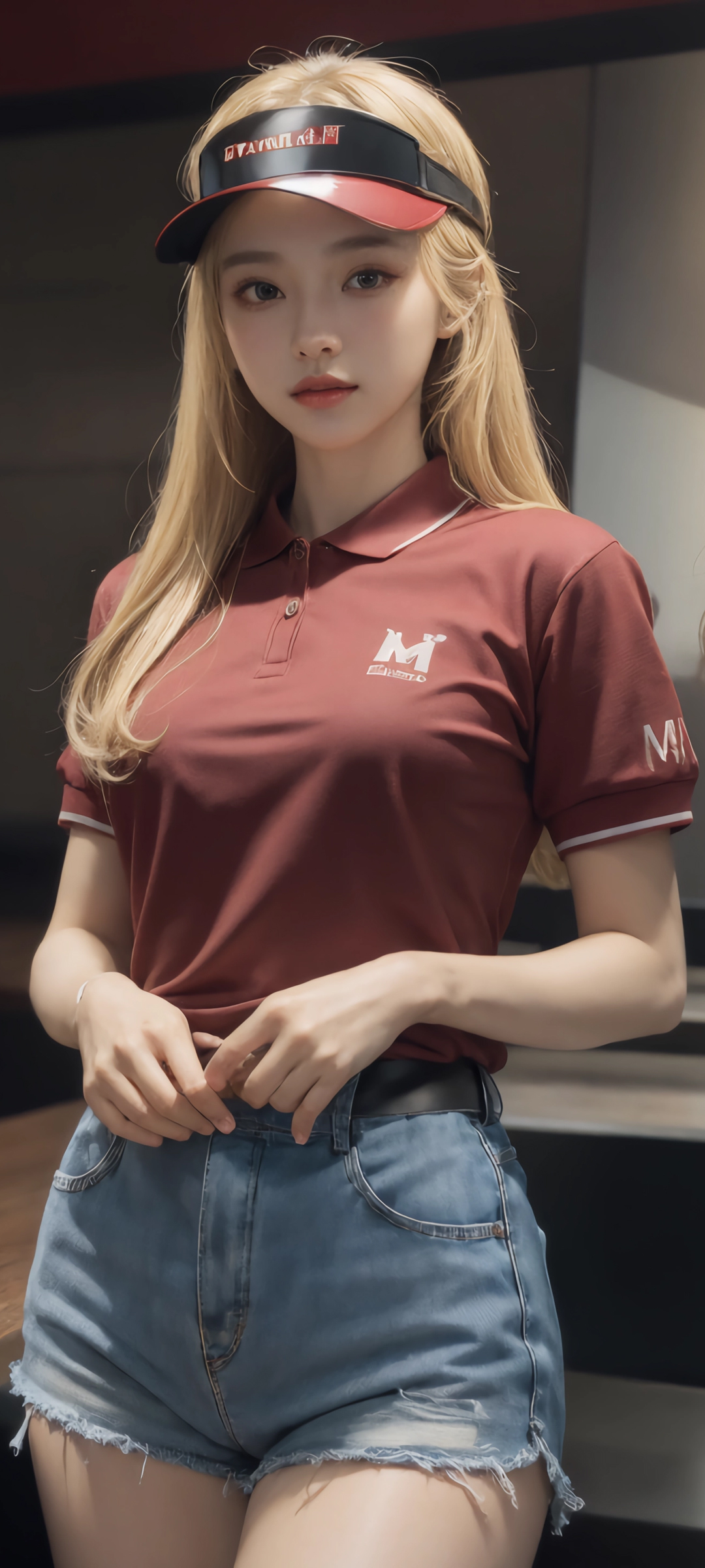 AI 餐厅美女 服务员 工作服 高清动漫手机壁纸