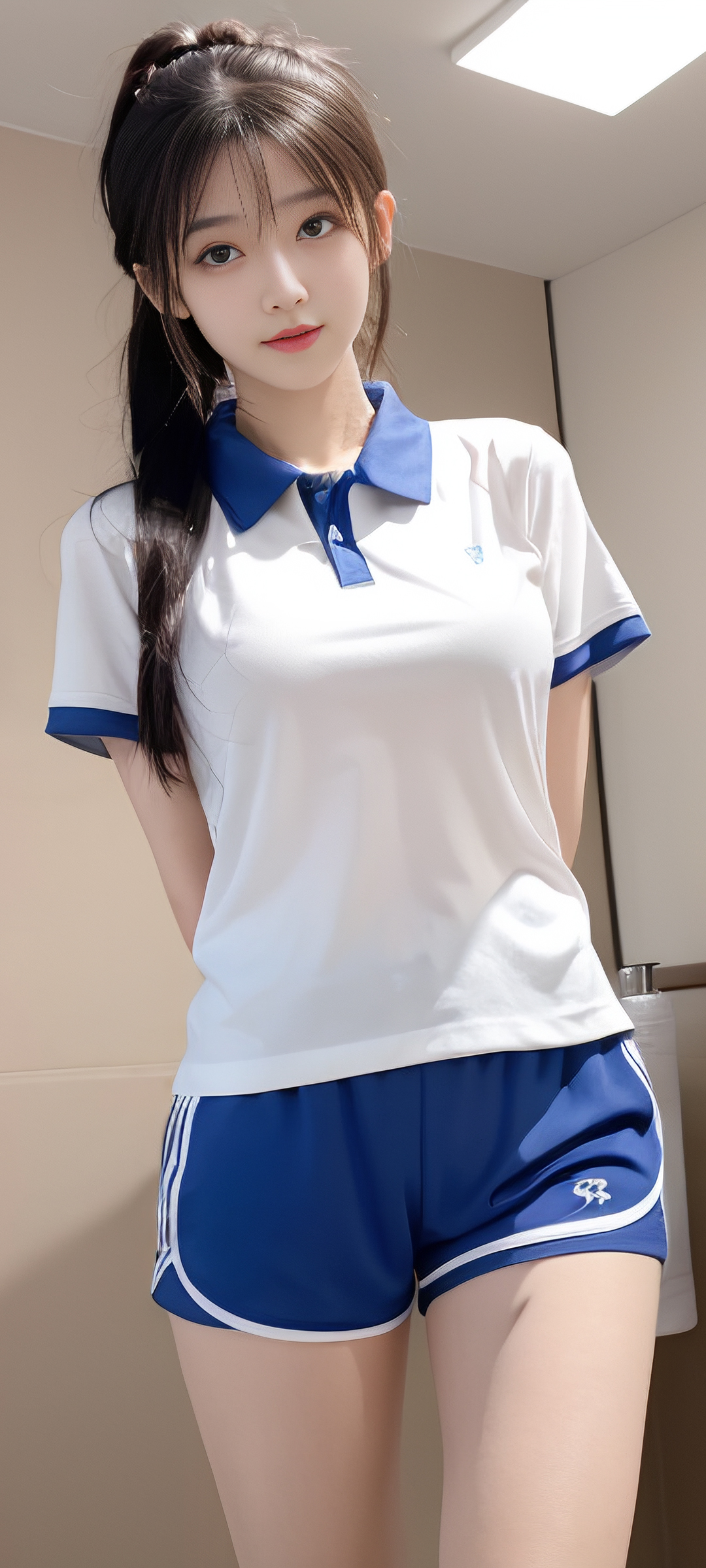 白色衣服 蓝色短裤 美女动漫手机壁纸