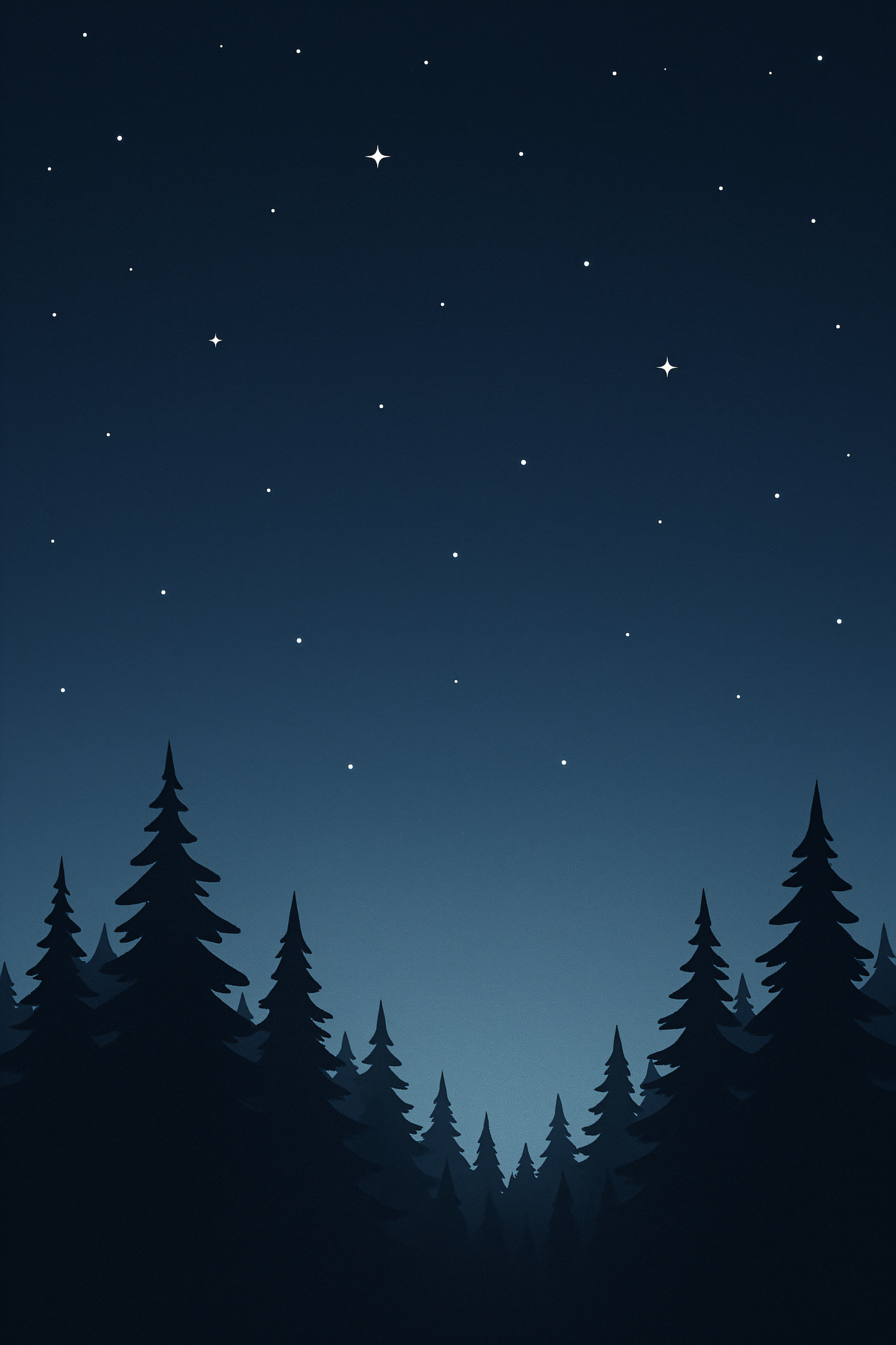 黑夜 森林 星星 风景壁纸