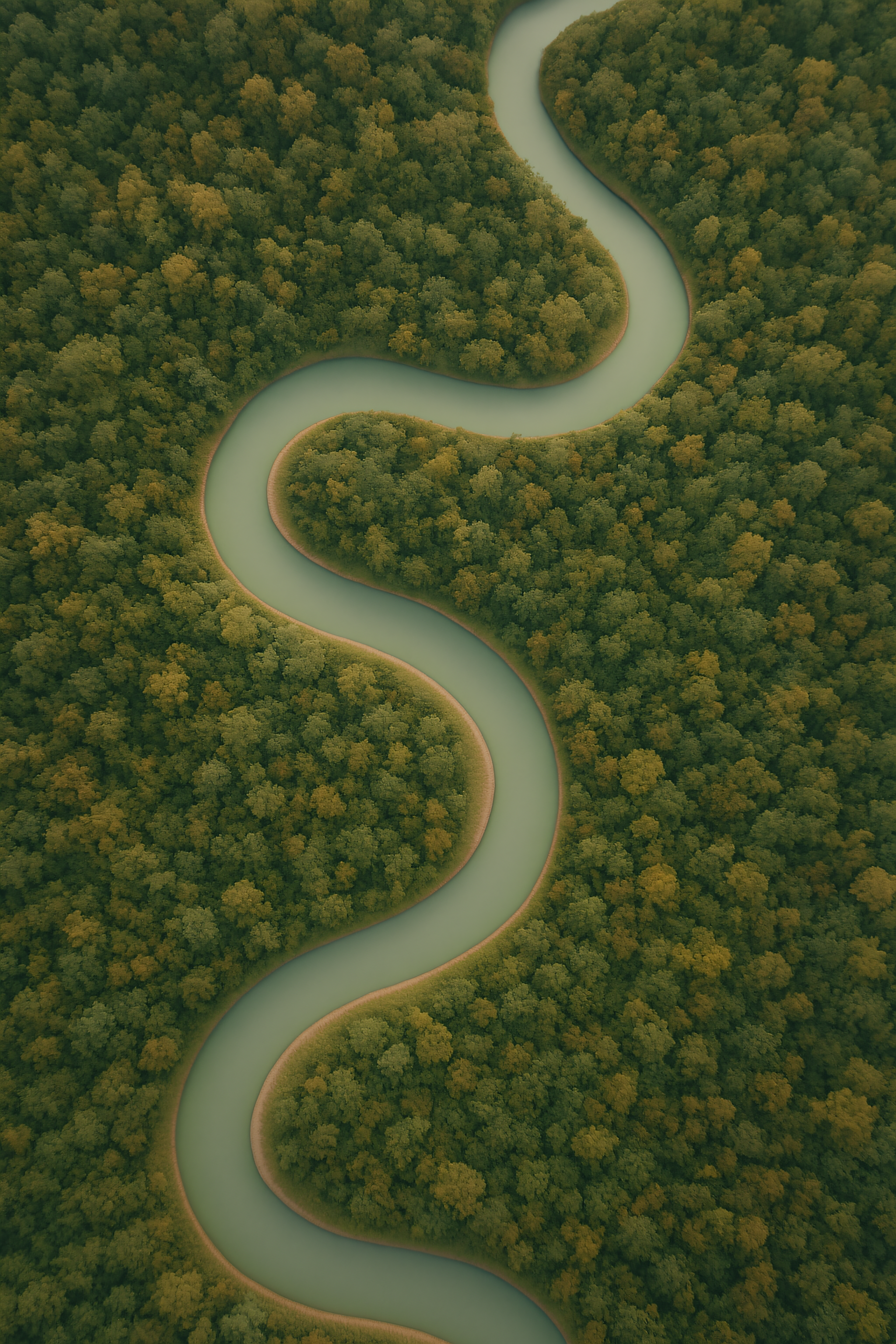 树林 河道 手机壁纸