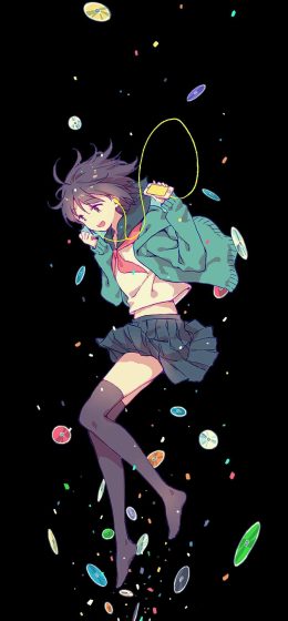 动漫女孩｜黑头发｜黑色背景