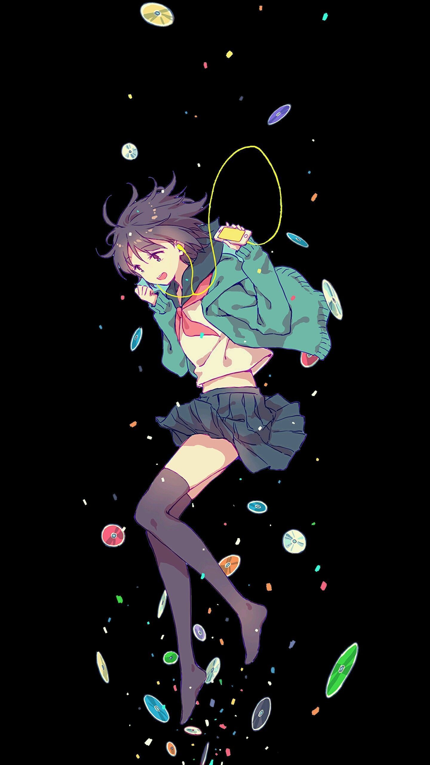 动漫女孩｜黑头发｜黑色背景