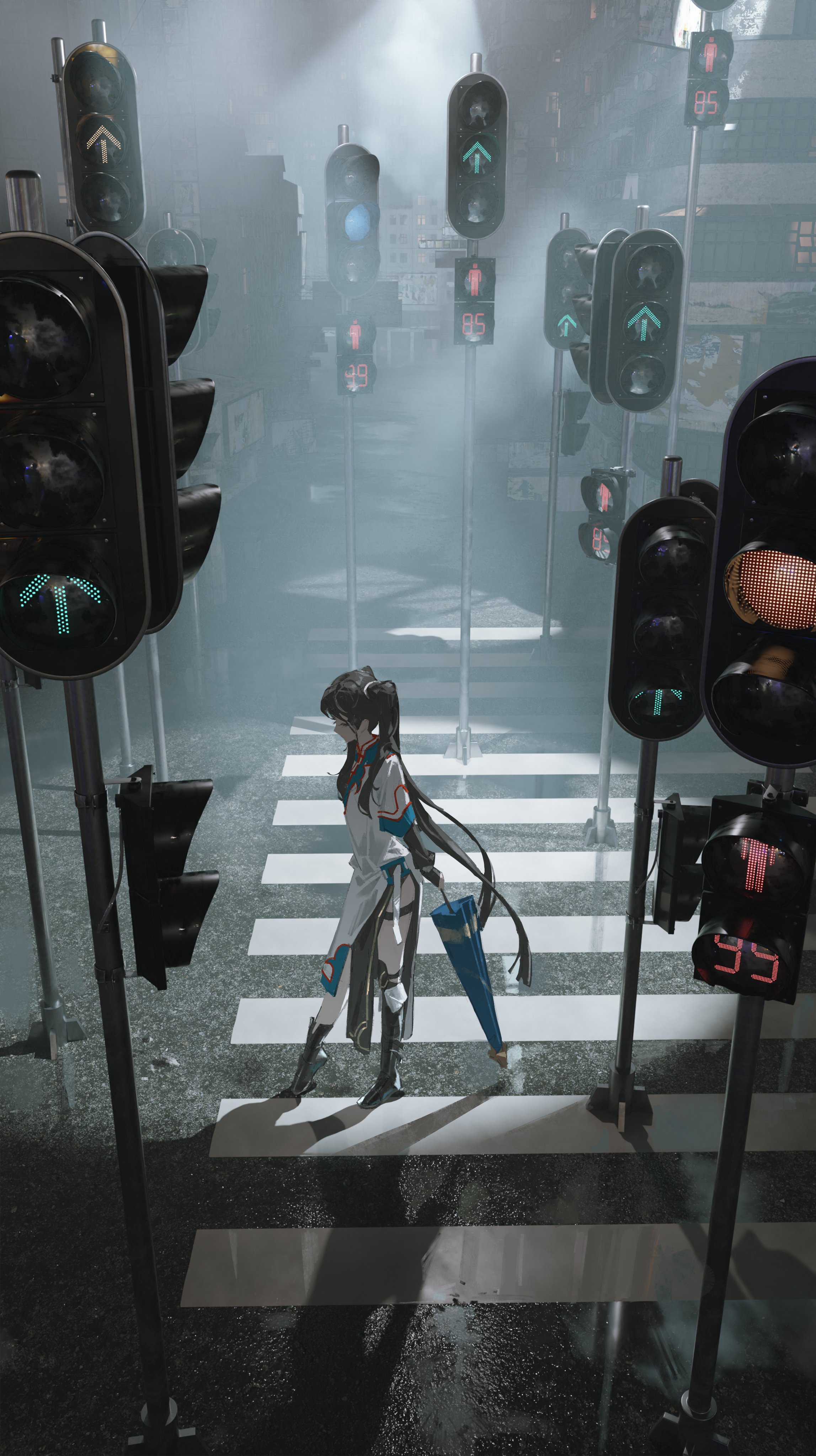 交通灯｜人行横道｜双马尾