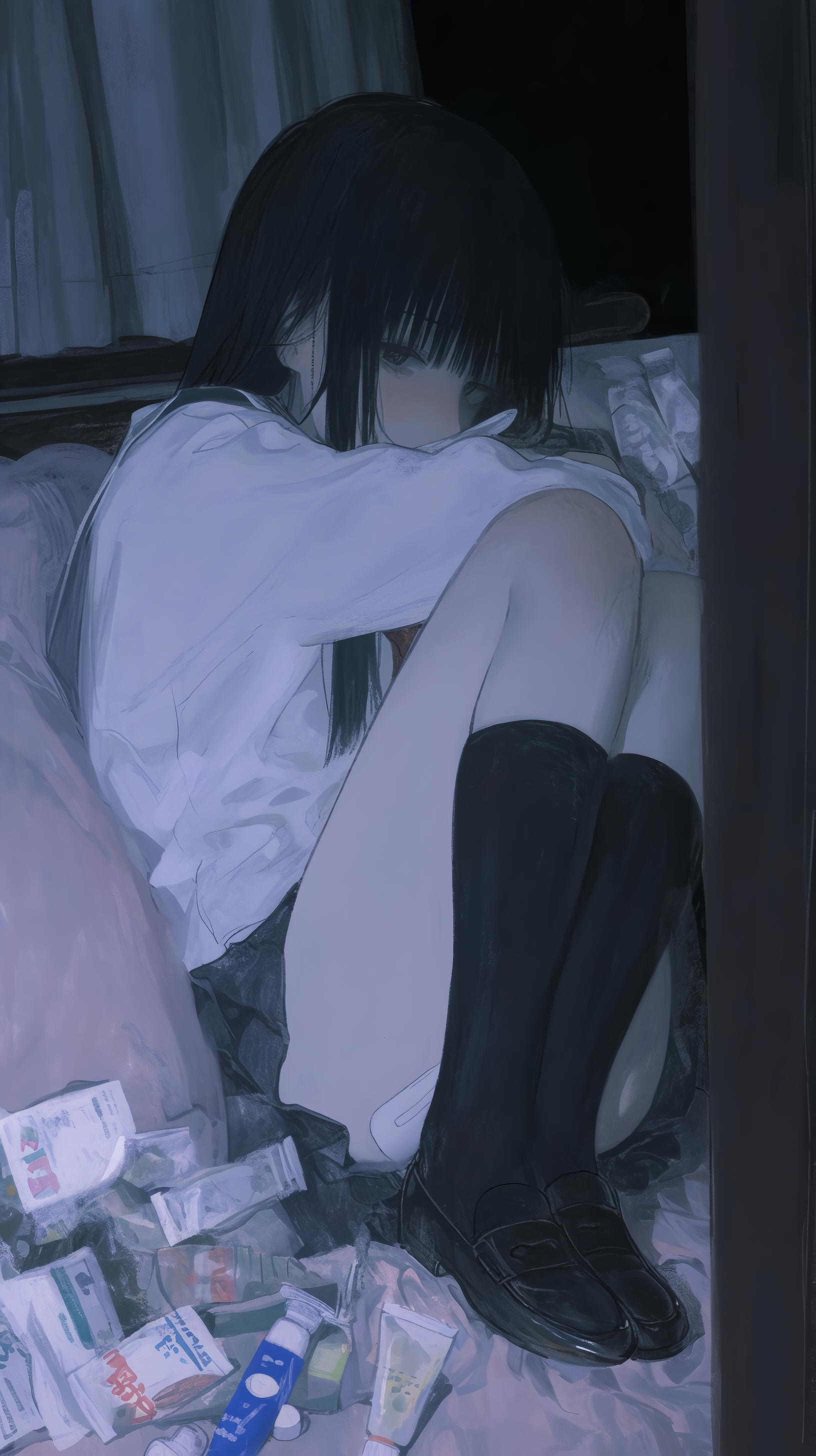 伤心｜暗色｜纵向显示