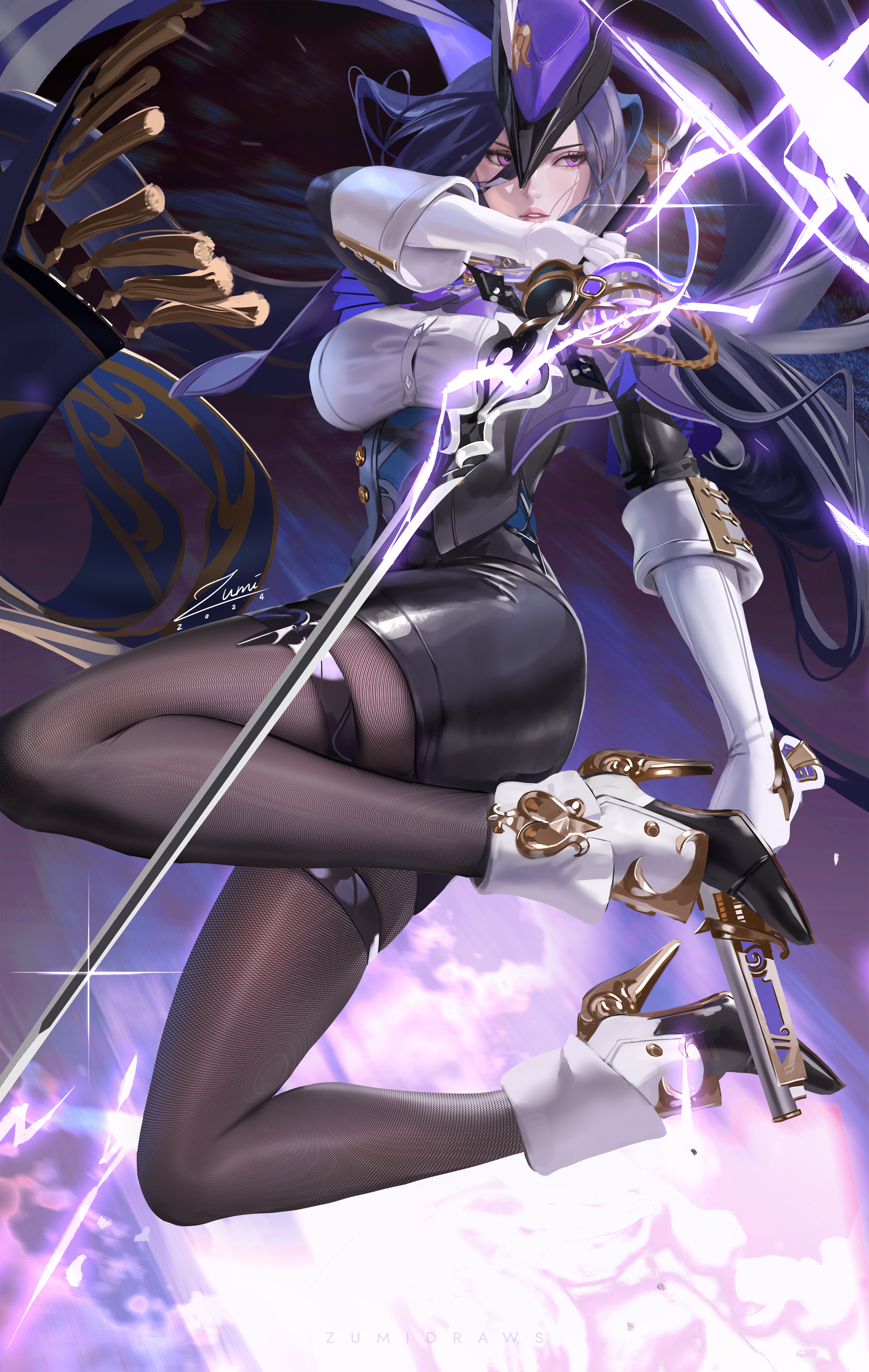 氯林德原神影响｜电子游戏女孩｜数字艺术