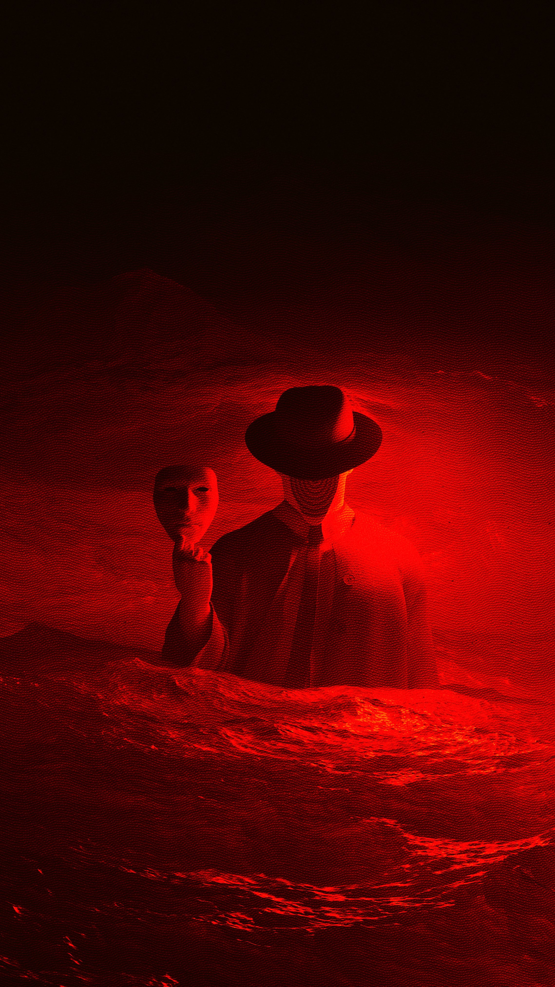 红色的｜帽子｜纵向显示