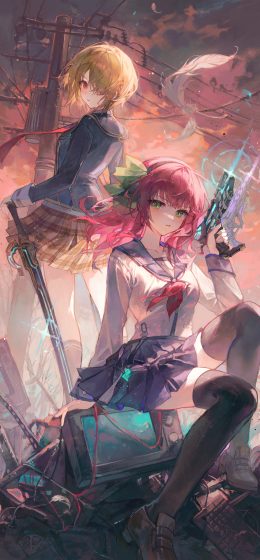 动漫女孩｜坐着｜纵向显示