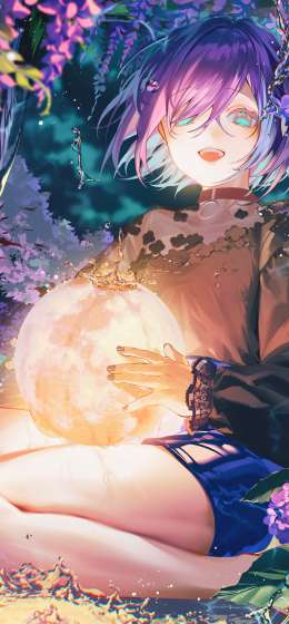 水色的眼睛｜坐着｜张开嘴