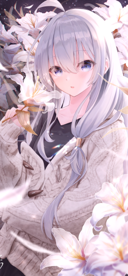 纵向显示｜花朵｜动漫女孩