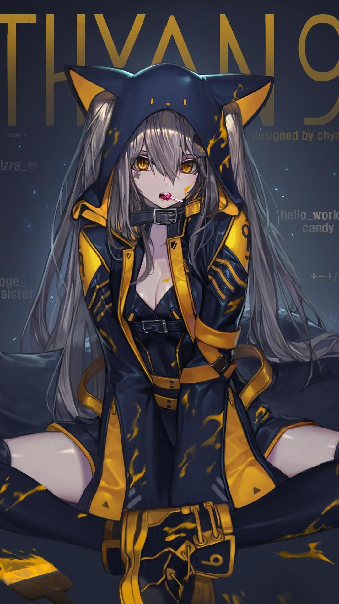 金色的衣服｜动漫女孩｜鞋悬垂