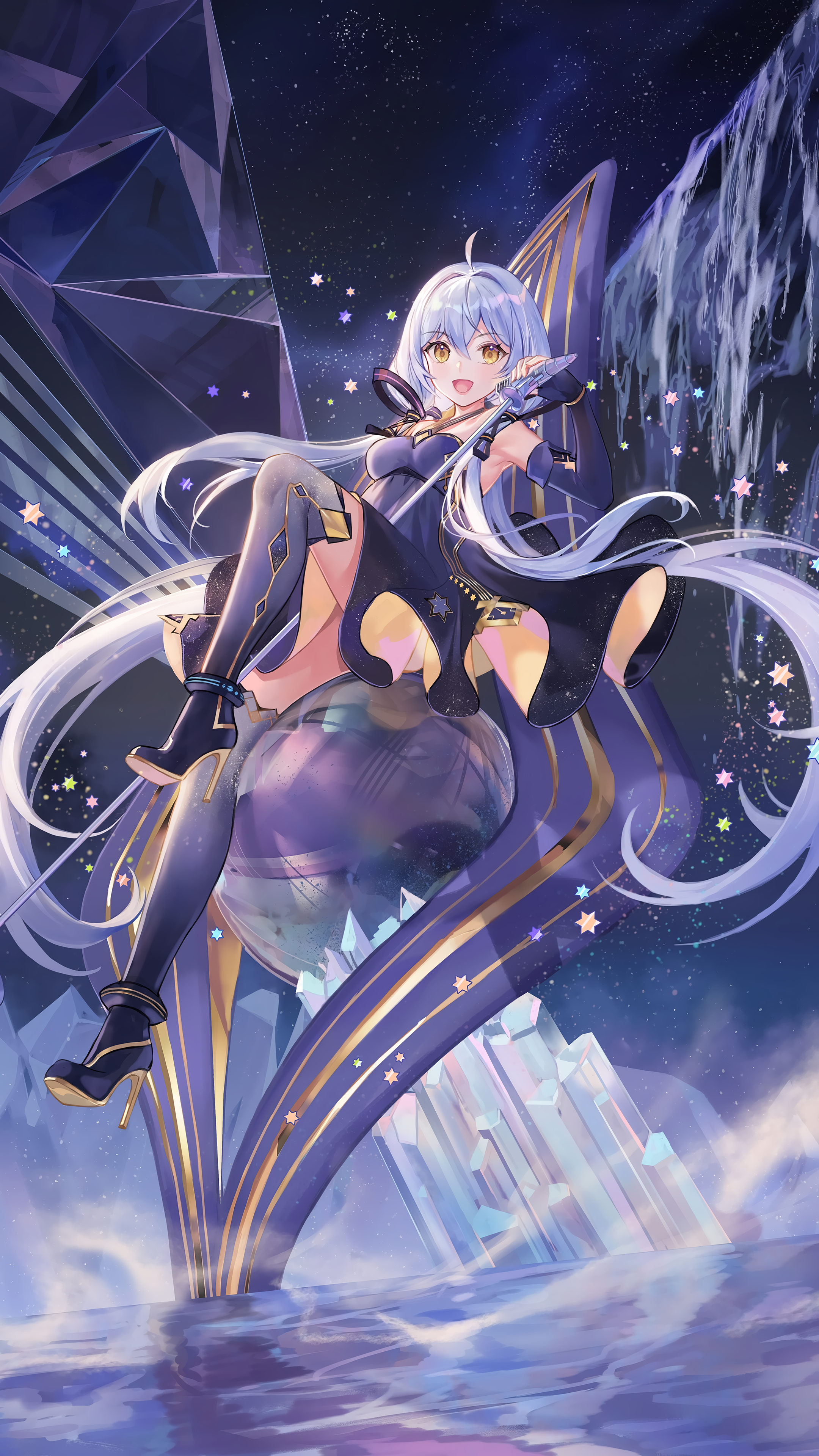 动漫女孩｜黄眼睛｜蓝色头发