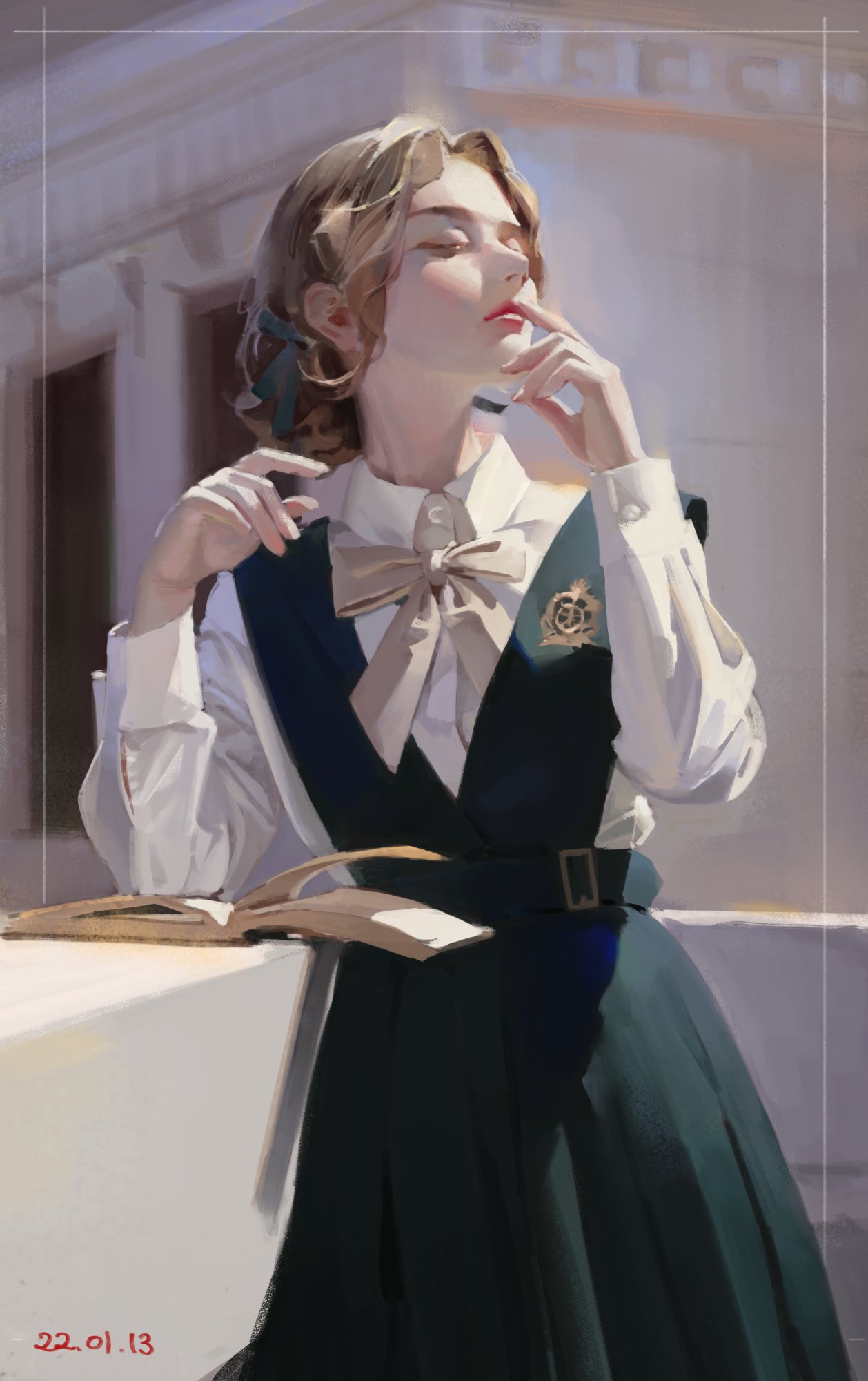 闭着眼睛｜动漫女孩｜纵向显示