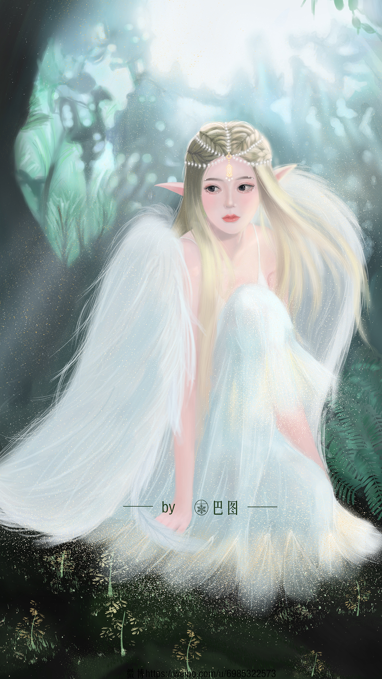 女性｜翅膀｜花朵