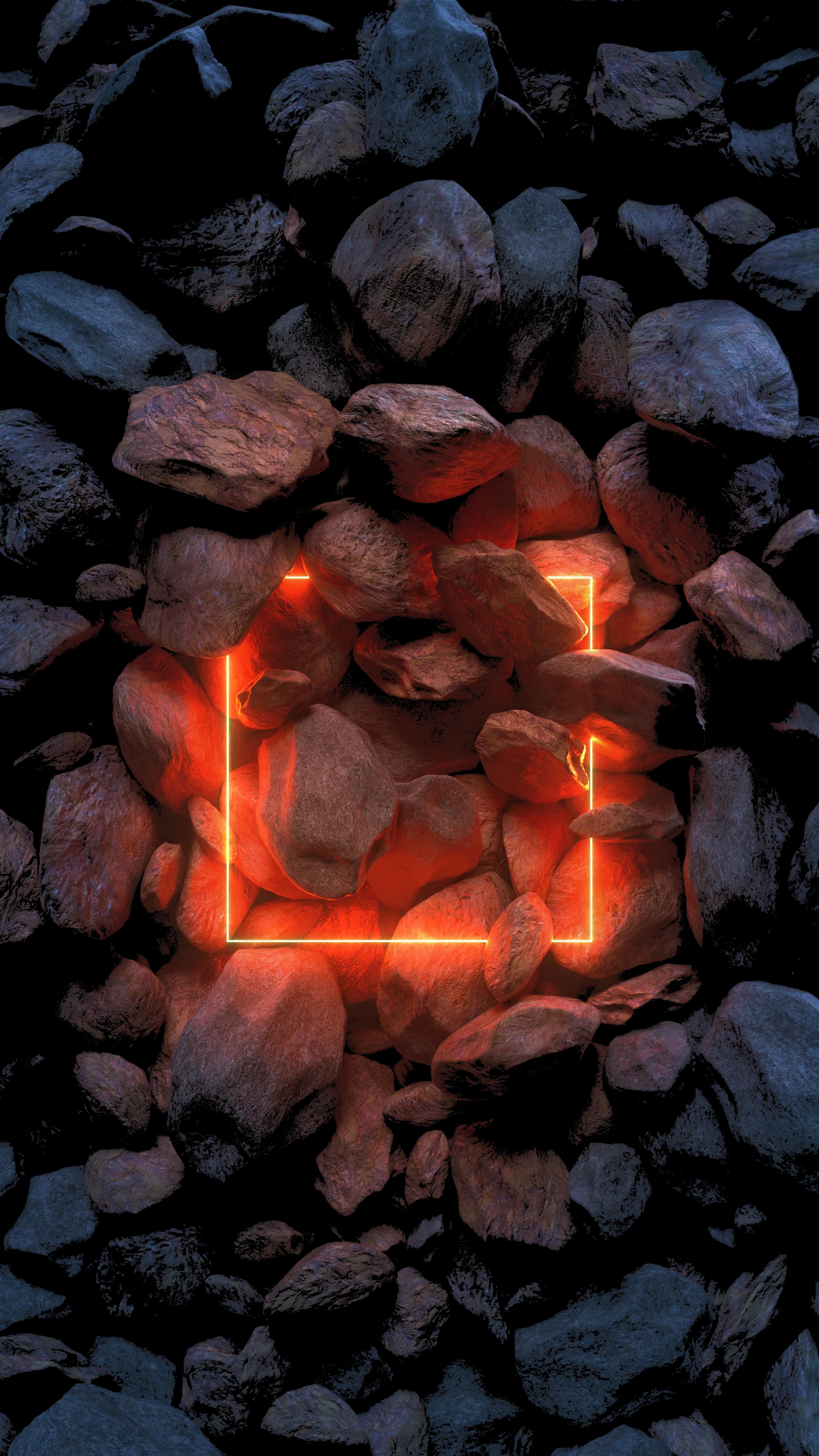 红色的｜岩石｜纵向显示