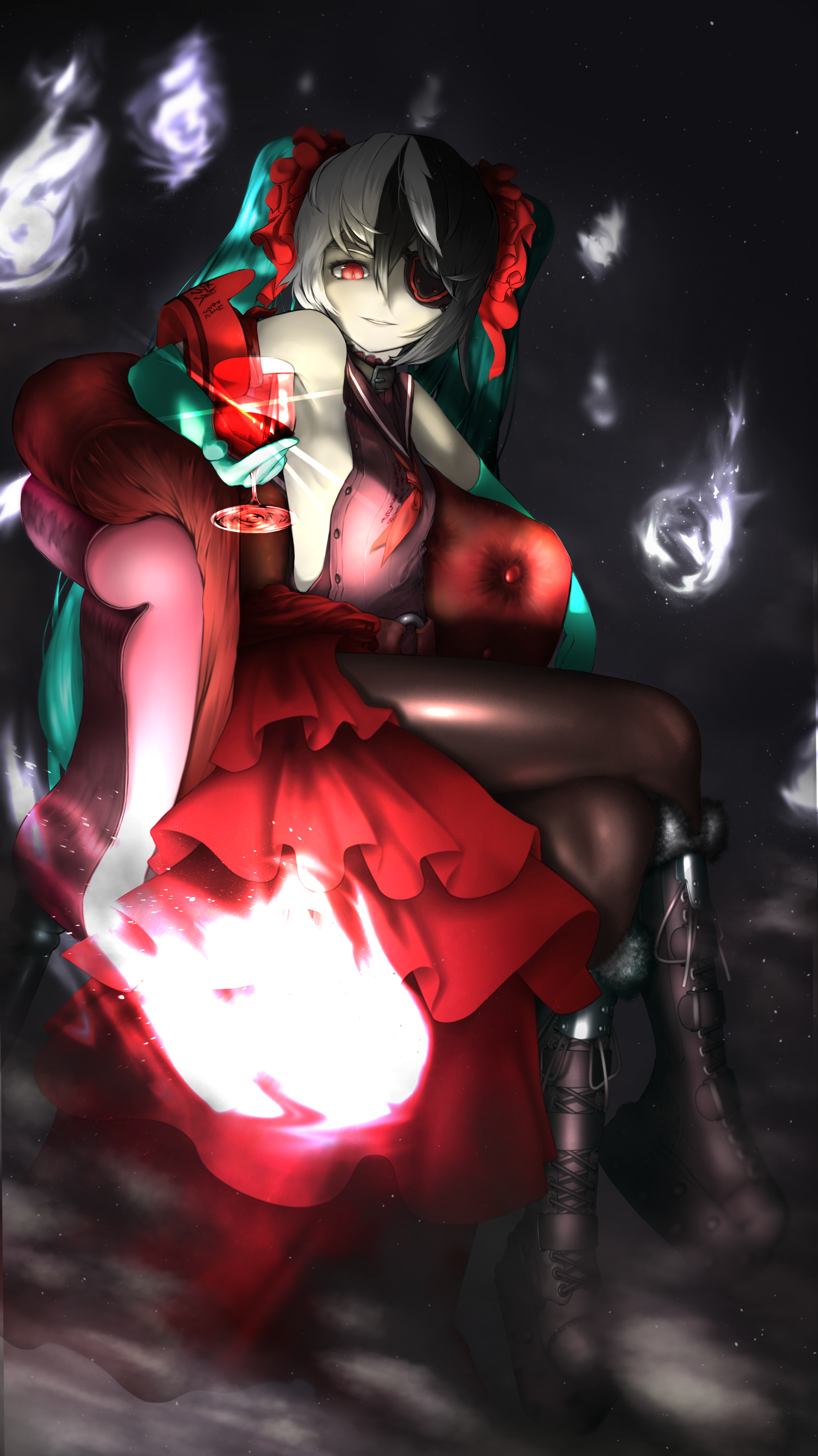 多色头发｜红眼睛｜动漫女孩