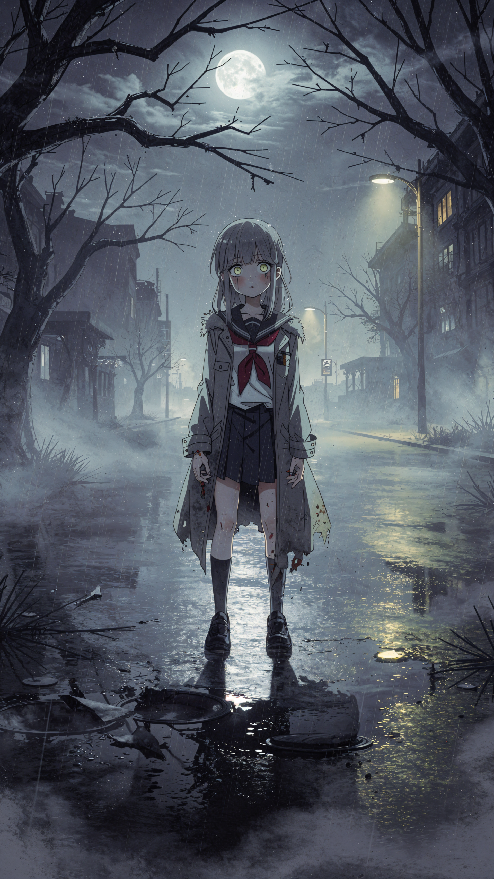 月夜动漫壁纸|闹鬼的女学生 iPhone |鬼巷壁纸午夜水手
