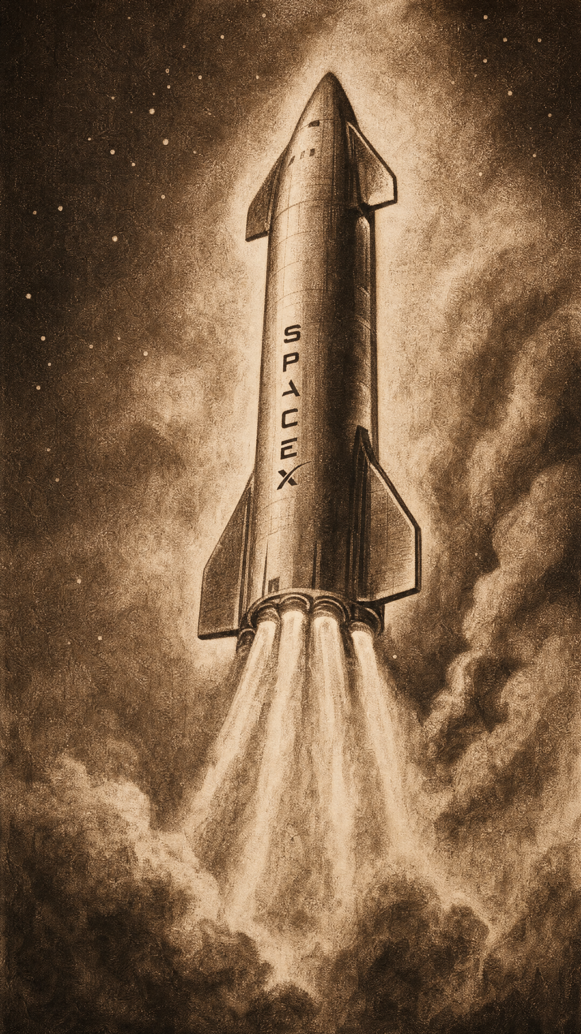 星舰上升 — SpaceX iPhone 壁纸