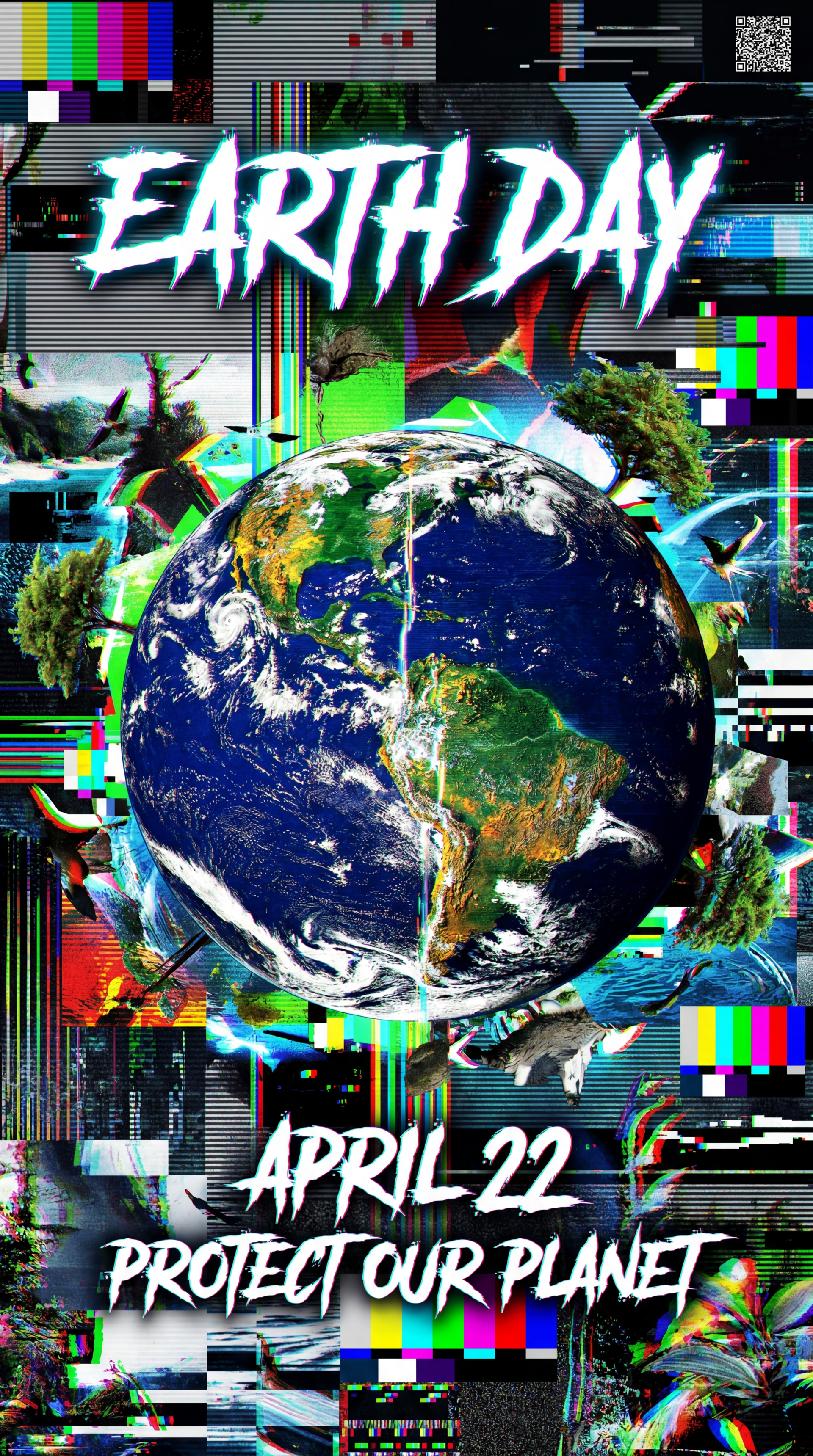 地球日iPhone壁纸|故障地球锁屏| 4 月 22 日——保护我们的星球