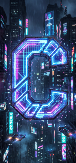 霓虹灯 C — Cybercity iPhone 壁纸