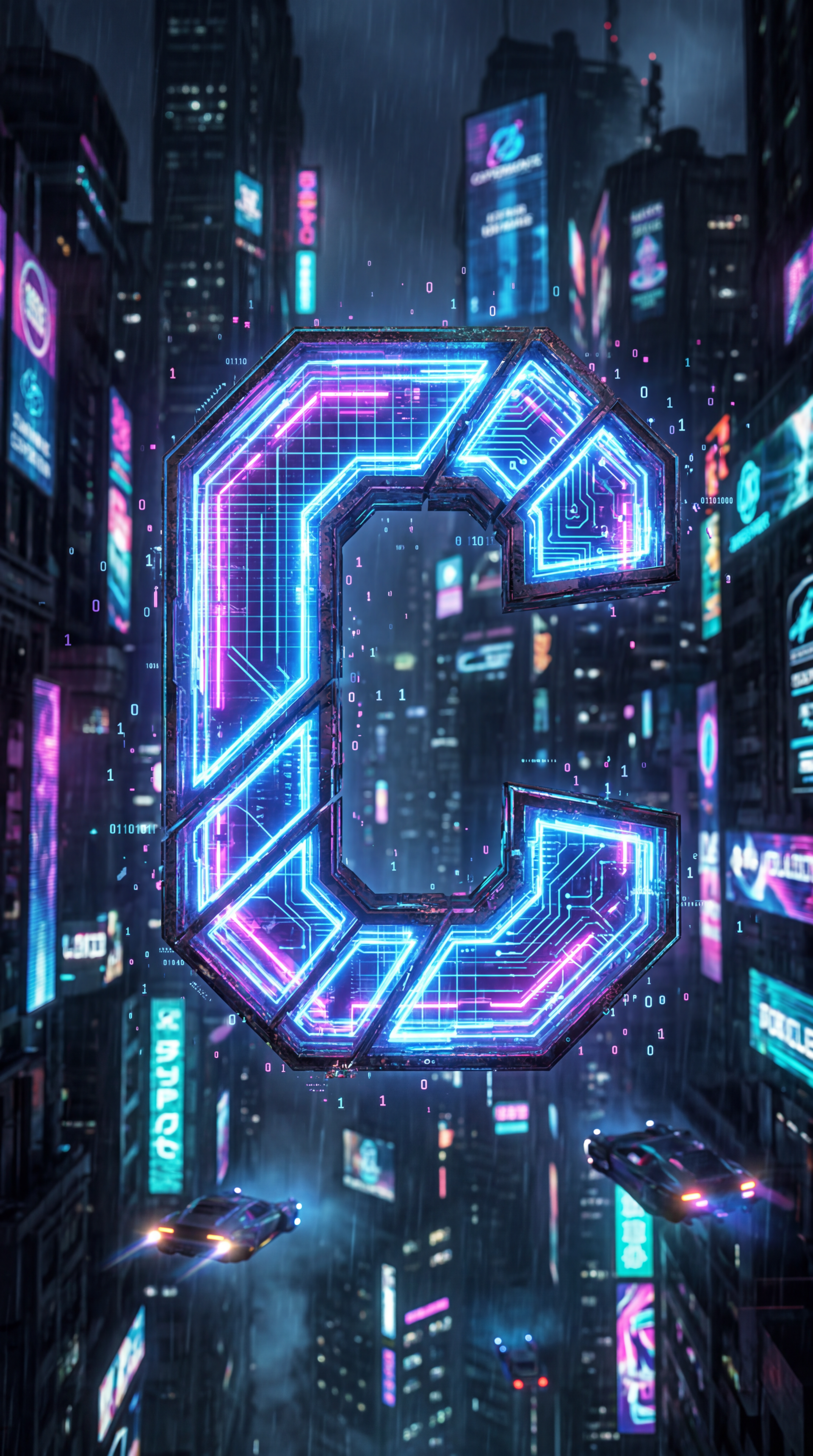 霓虹灯 C — Cybercity iPhone 壁纸