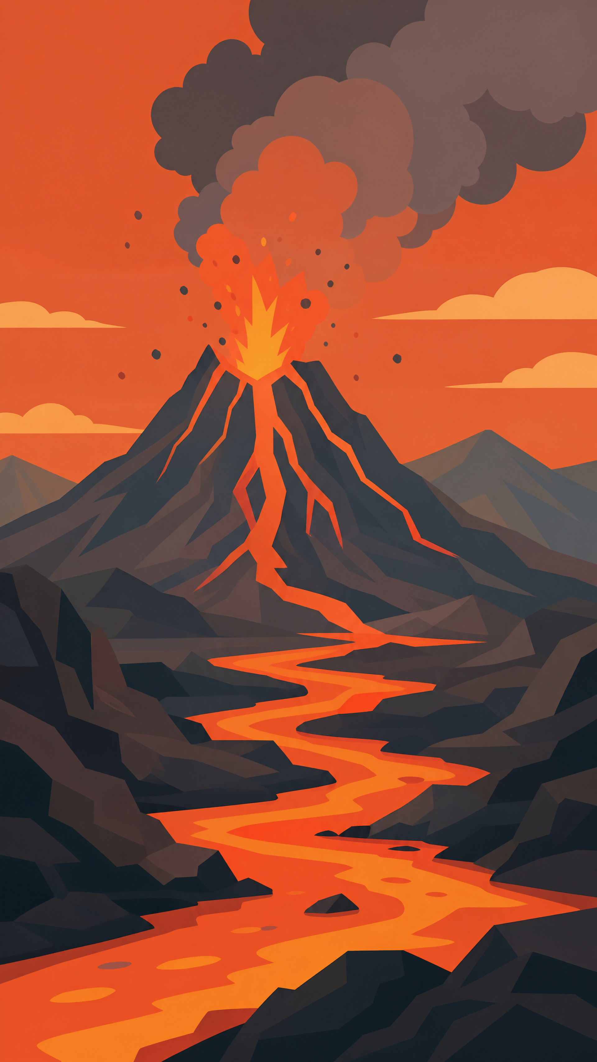 深红色喷发 — 火山 iPhone 壁纸