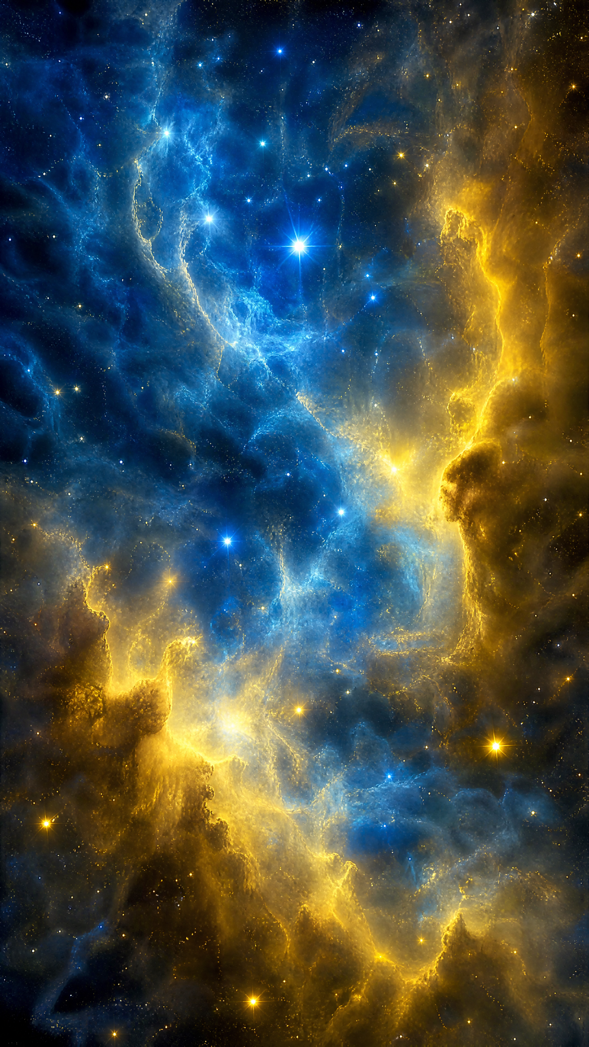 星尘面纱|星云漂移|宇宙尘埃交响曲|金蓝色星云 |银河发光壁纸