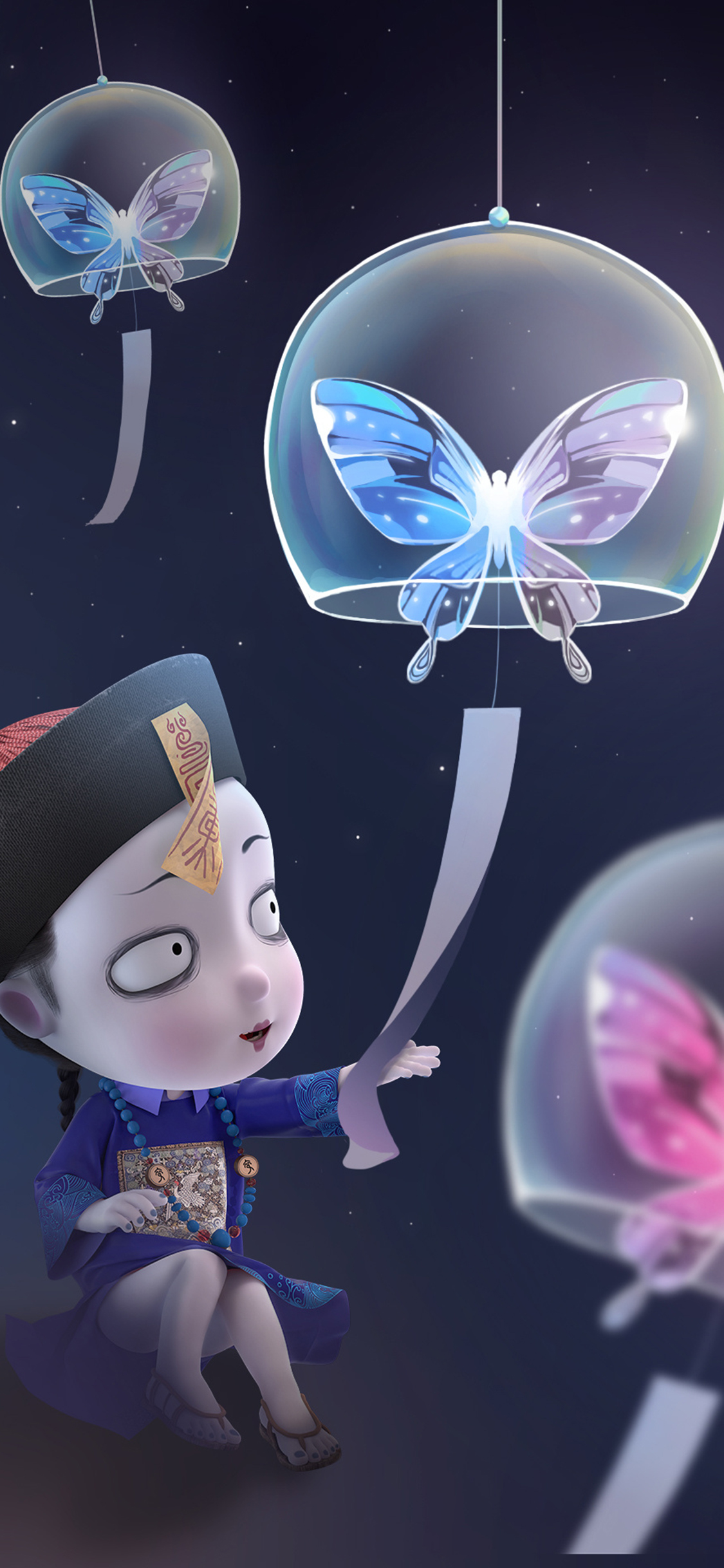 [2436×1125]3D 僵小鱼 梦幻 风铃 苹果手机动漫壁纸图片