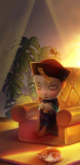 [2436x1125]3D 动画 僵小鱼 猫咪（取自站酷网：僵小鱼） 苹果手机动漫壁纸图片