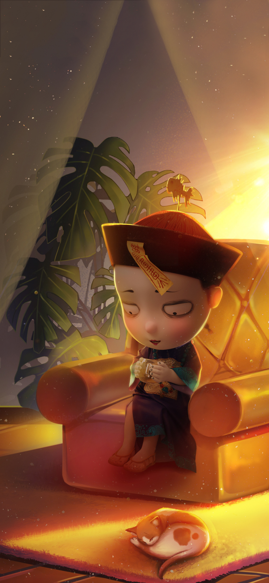 [2436×1125]3D 动画 僵小鱼 猫咪（取自站酷网：僵小鱼） 苹果手机动漫壁纸图片