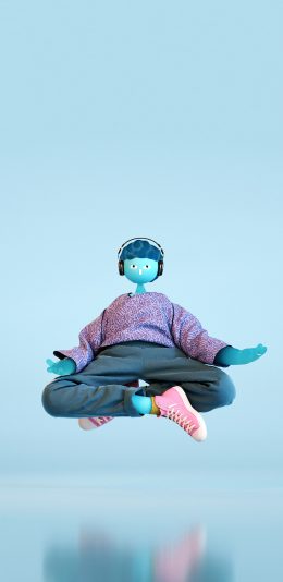 [2436x1125]3D 男孩 打坐 悬空 苹果手机动漫壁纸图片