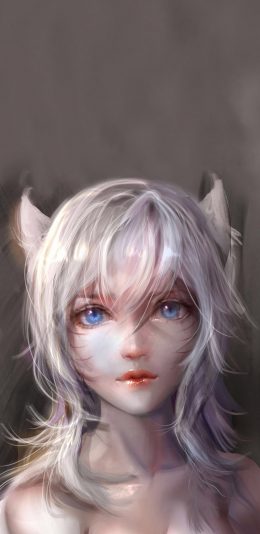 [2436x1125]CG插画 猫耳朵 动漫 少女 苹果手机动漫壁纸图片