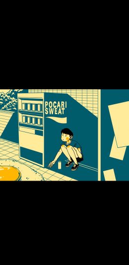 [2436x1125]CJroblue插图 男孩 抽烟 苹果手机动漫壁纸图片