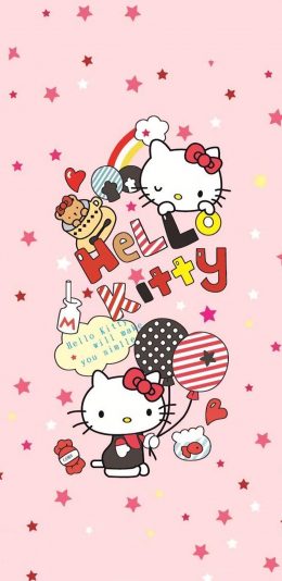 [2436x1125]Hello Kitty 凯特猫 粉色 卡通 苹果手机动漫壁纸图片