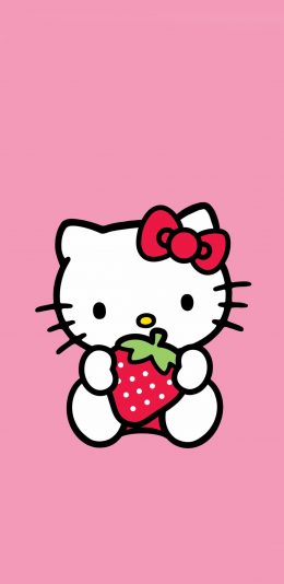 [2436x1125]Hello Kitty 粉 卡通 草莓 苹果手机动漫壁纸图片