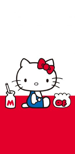 [2436x1125]Hello Kitty 红色 凯特猫 日本 动画 苹果手机动漫壁纸图片