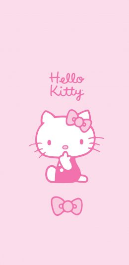 [2436x1125]Hello kitty 动画 卡通 粉色 蝴蝶结 苹果手机动漫壁纸图片